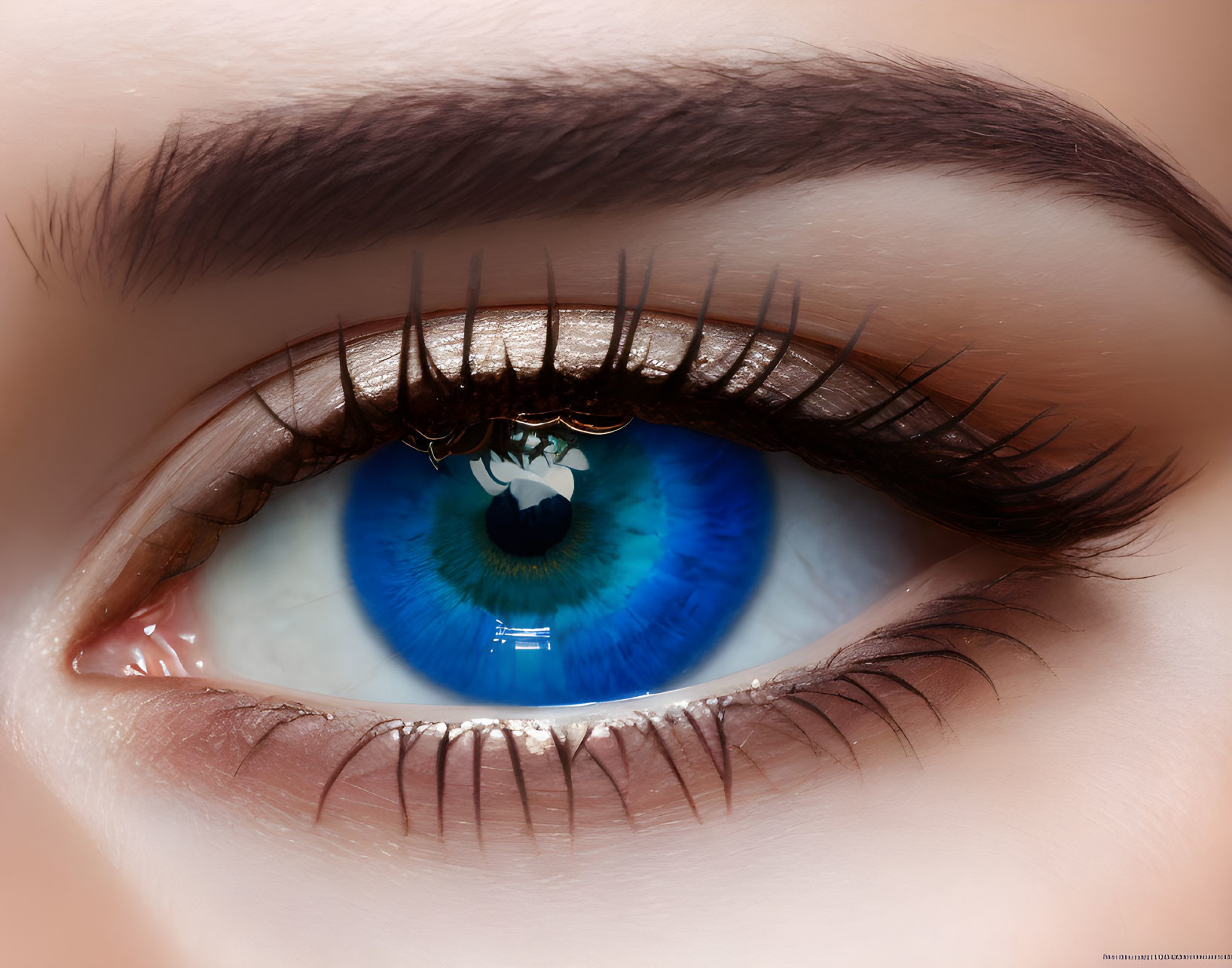 Portrait of the blue eye of a beautiful female. 