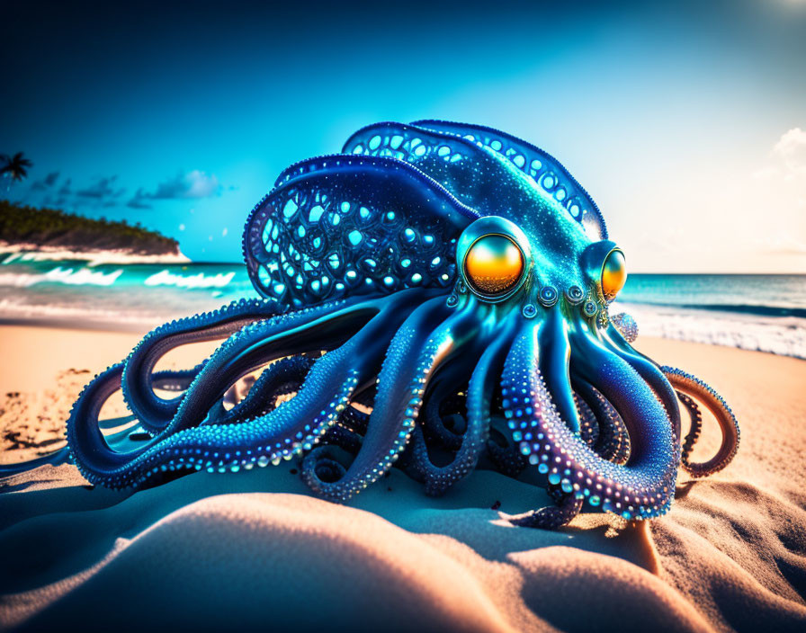 Cute Octopus on A Beach