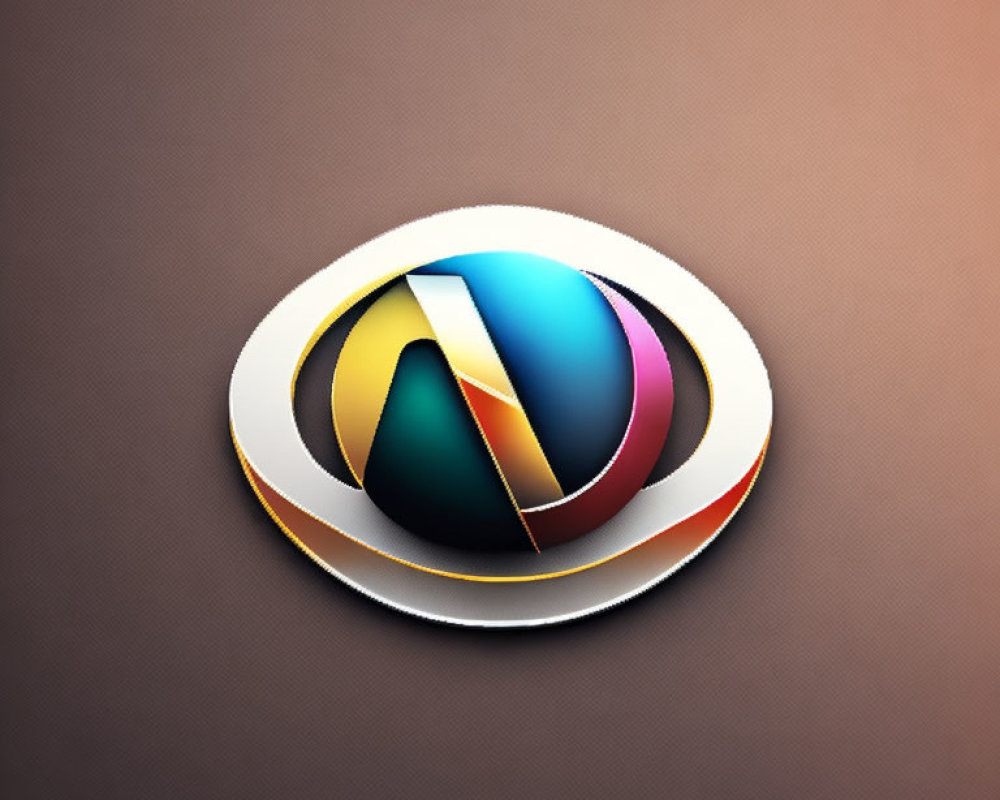 Colorful 3D Sphere Logo on Tan Gradient Background
