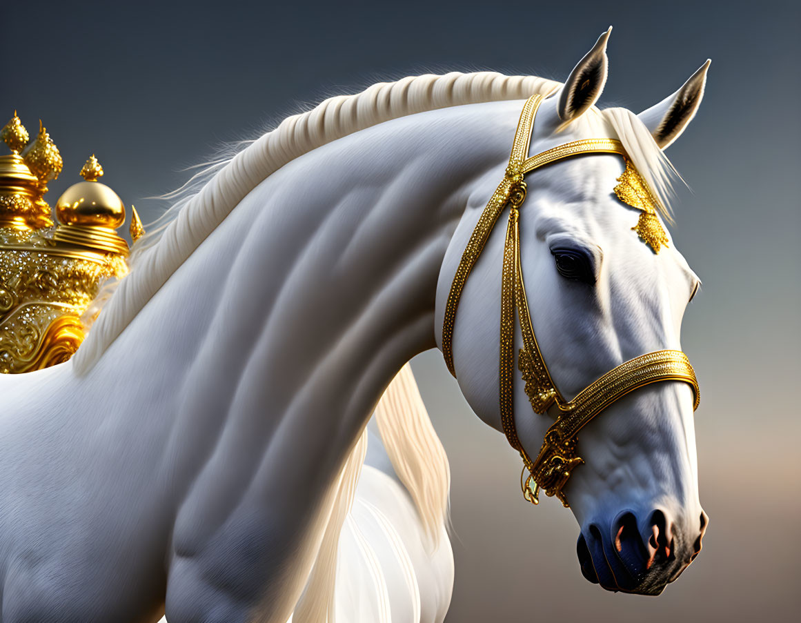 A sharp white horse