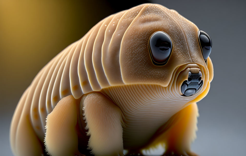 Cream-Colored Stylized 3D Render of Pudgy Creature with Black Eyes