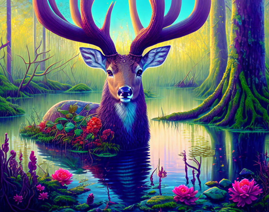 Deer guardian in the swamp