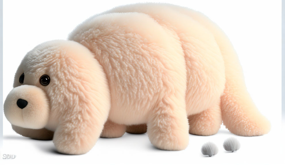 Cream-Colored Caterpillar Stuffed Animal with Dog Features