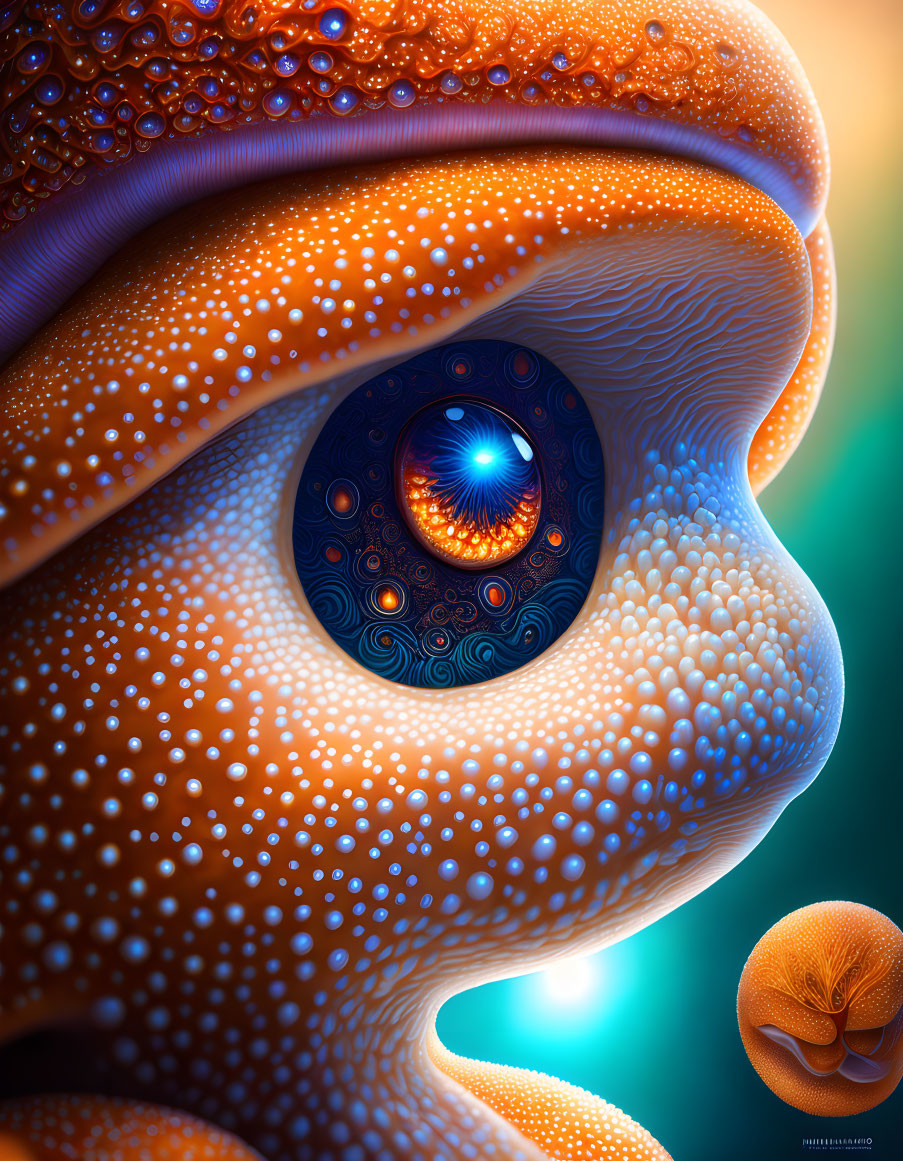 Detailed Close-Up Octopus Artwork with Vibrant Eye