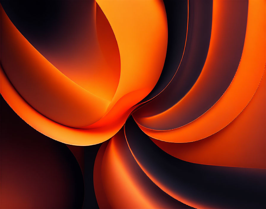 Orange and Black Abstract Wavy Design in Silk-Like Pattern
