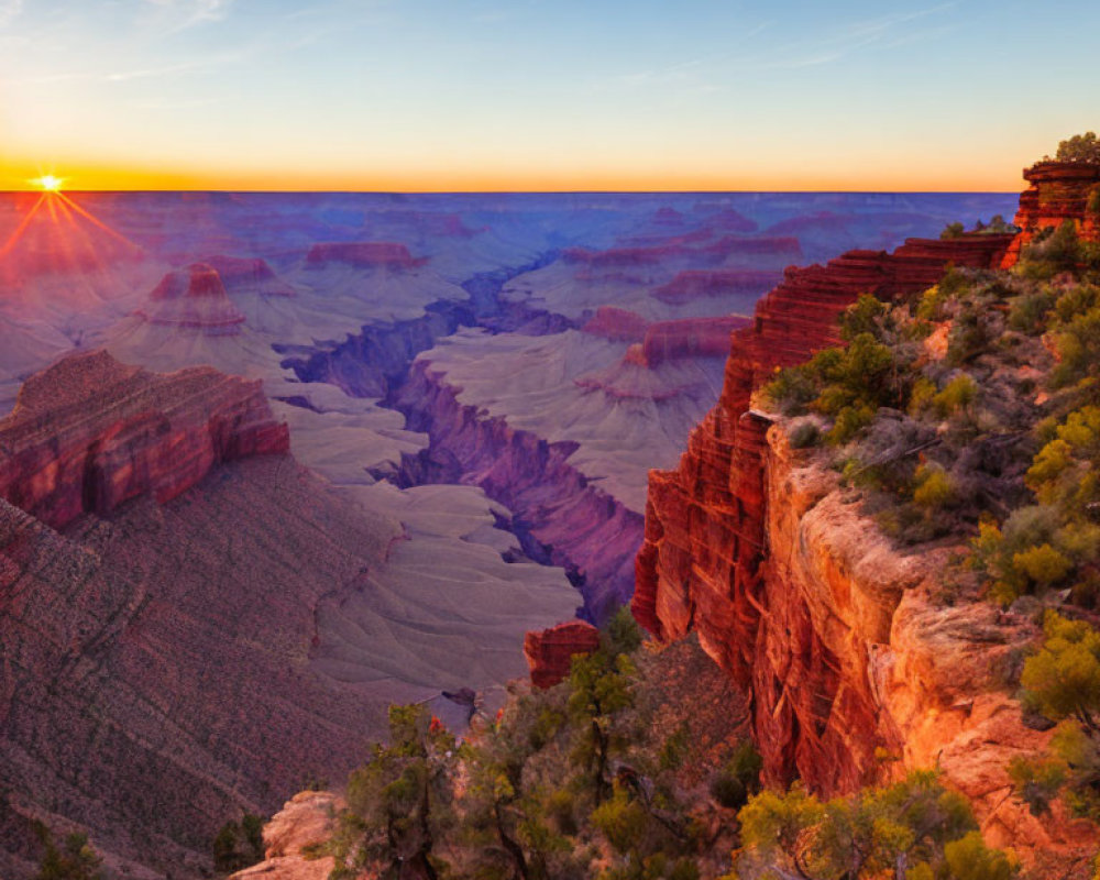 Vibrant Sunset over Grand Canyon Rock Formations