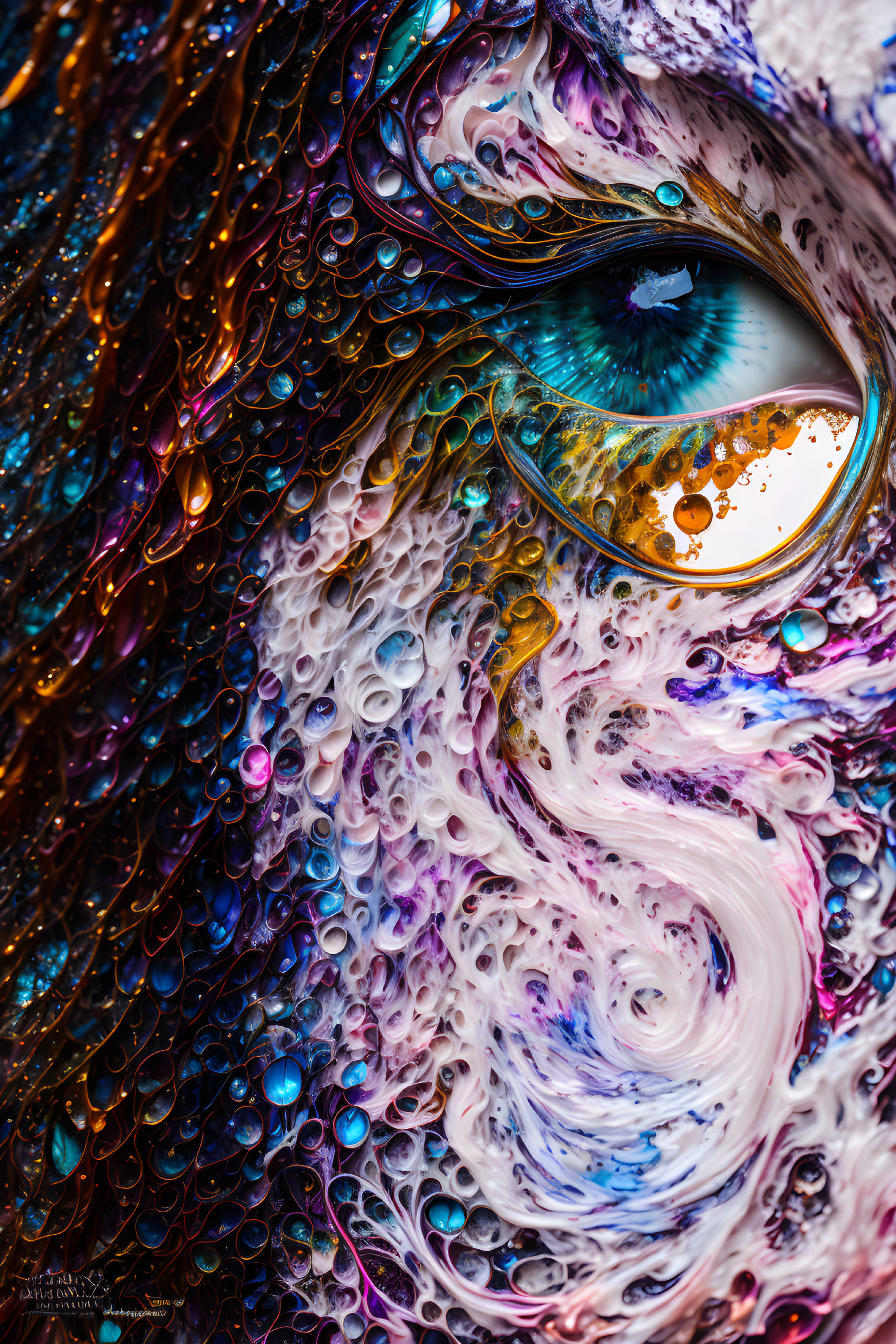 Colorful Swirling Abstract Psychedelic Eye Pattern Close-Up