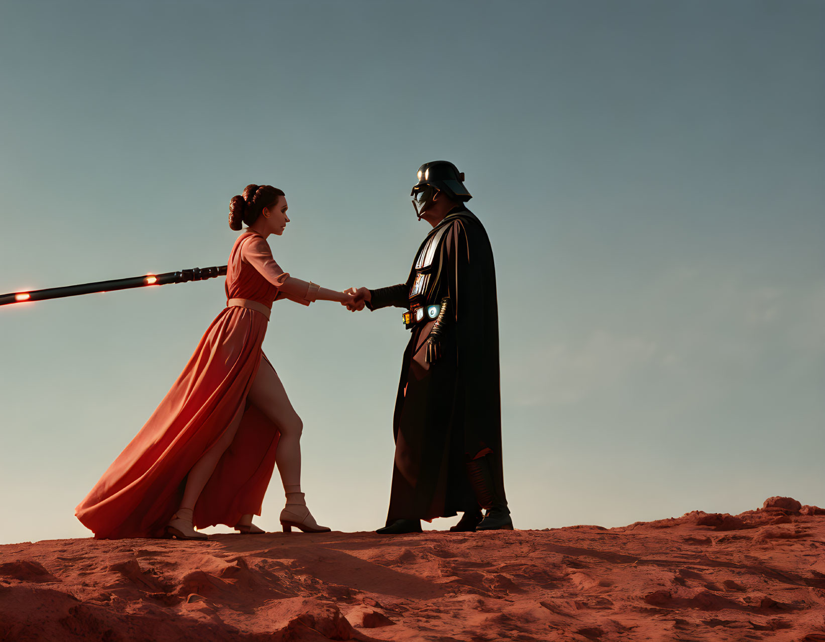 Princess Leia battling Darth Vader