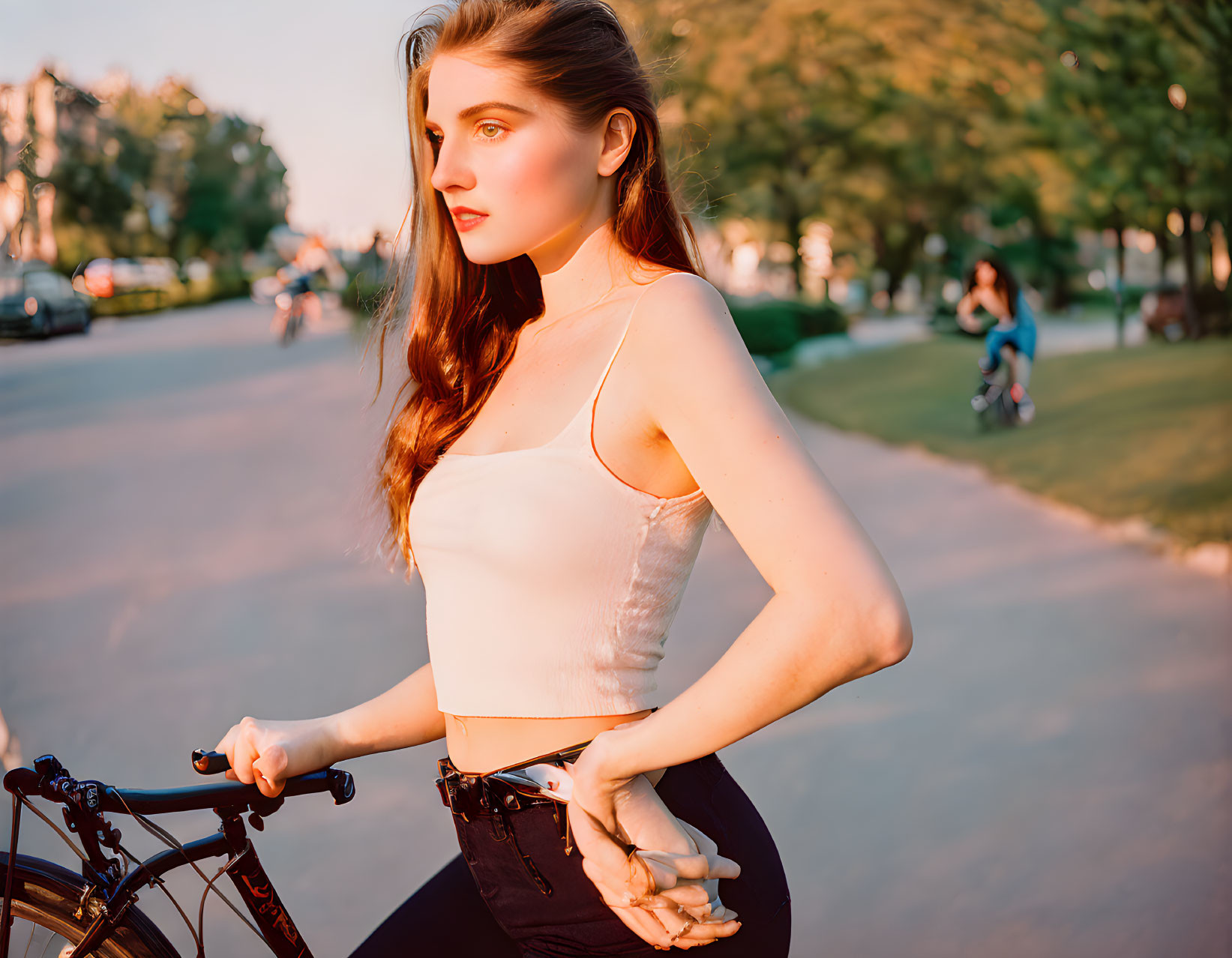 Beautiful girl with a bike