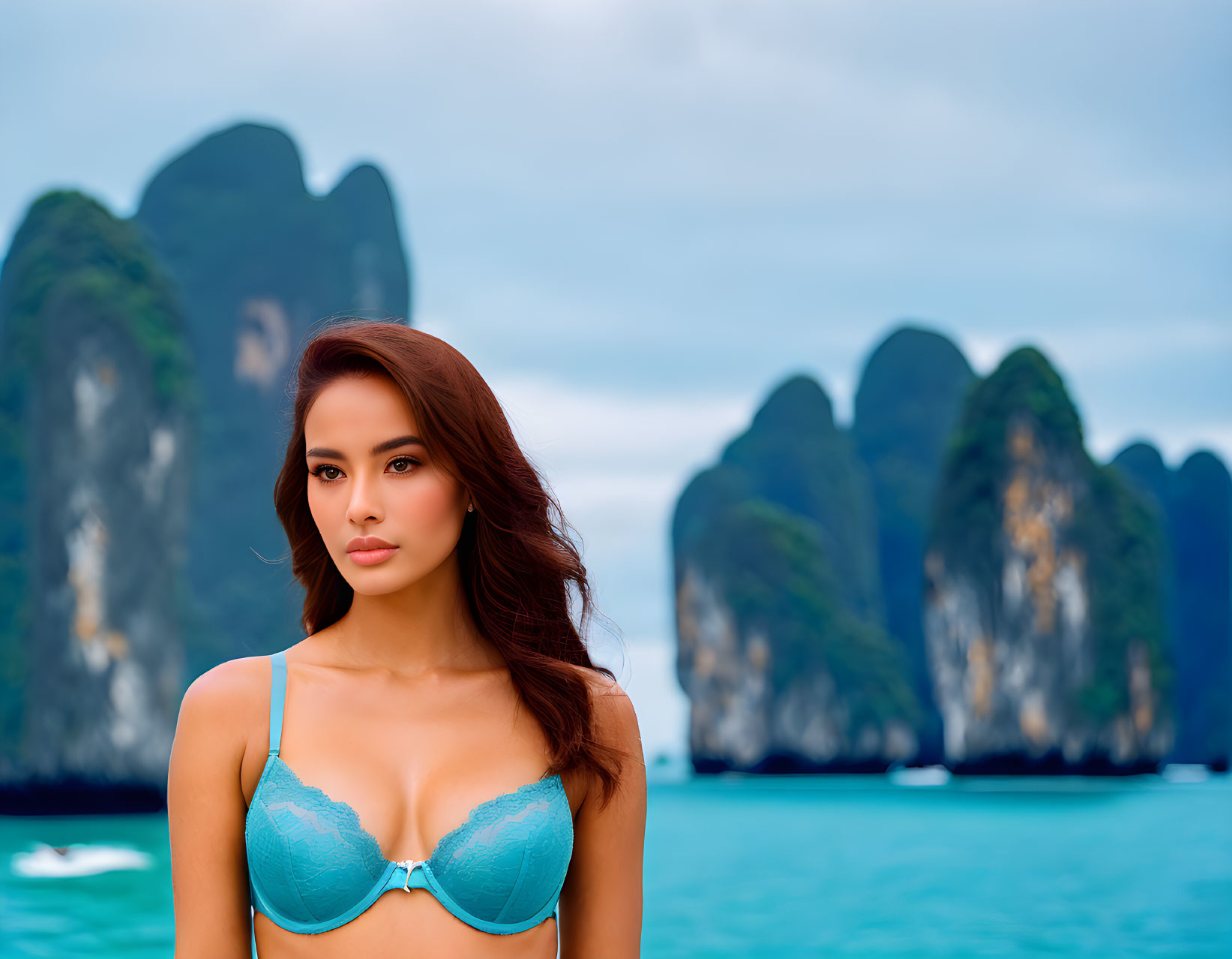 A beautiful girl at James Bond Island, Thailand