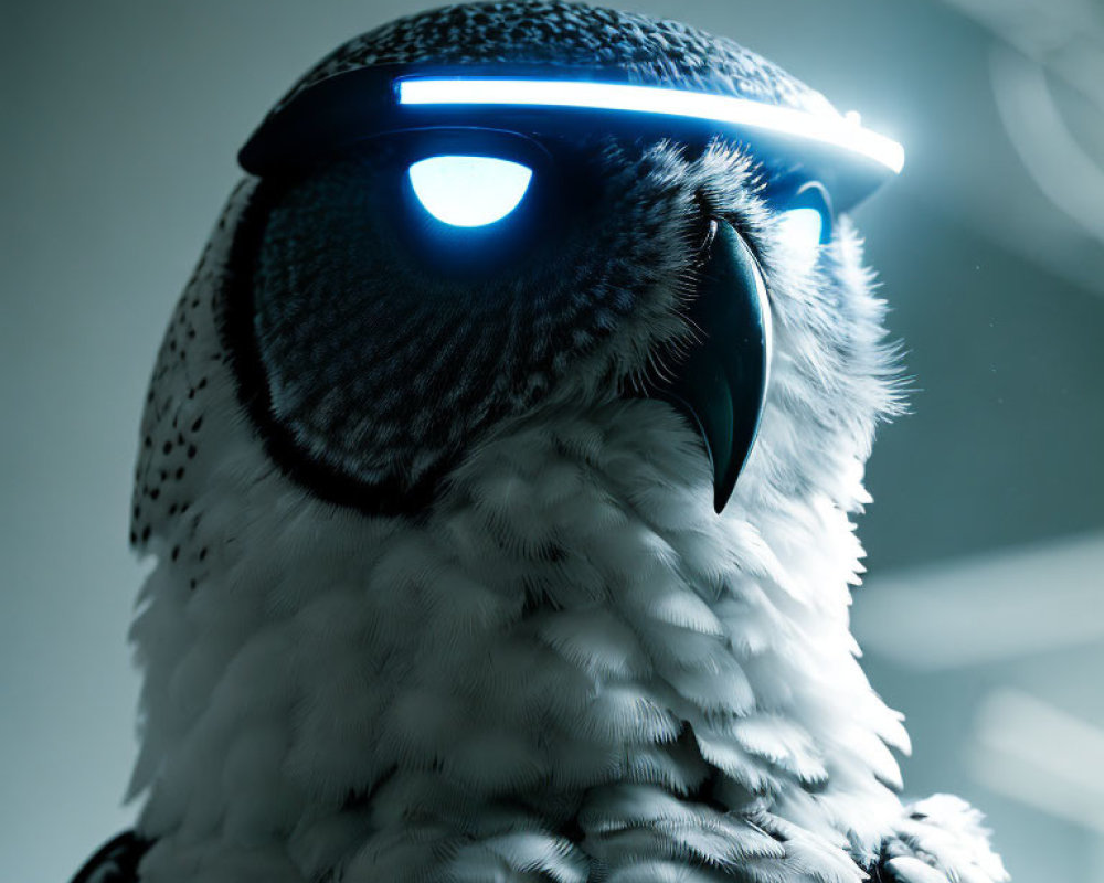 Stylized falcon with glowing blue visor for a futuristic appearance