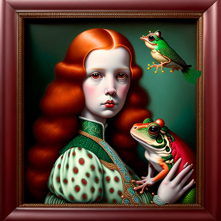 WOMAN & RED HAIR & FROG