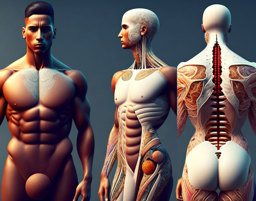 Detailed Human Anatomy Illustration on Gradient Background