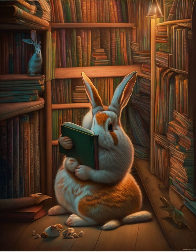 A rabbit reading