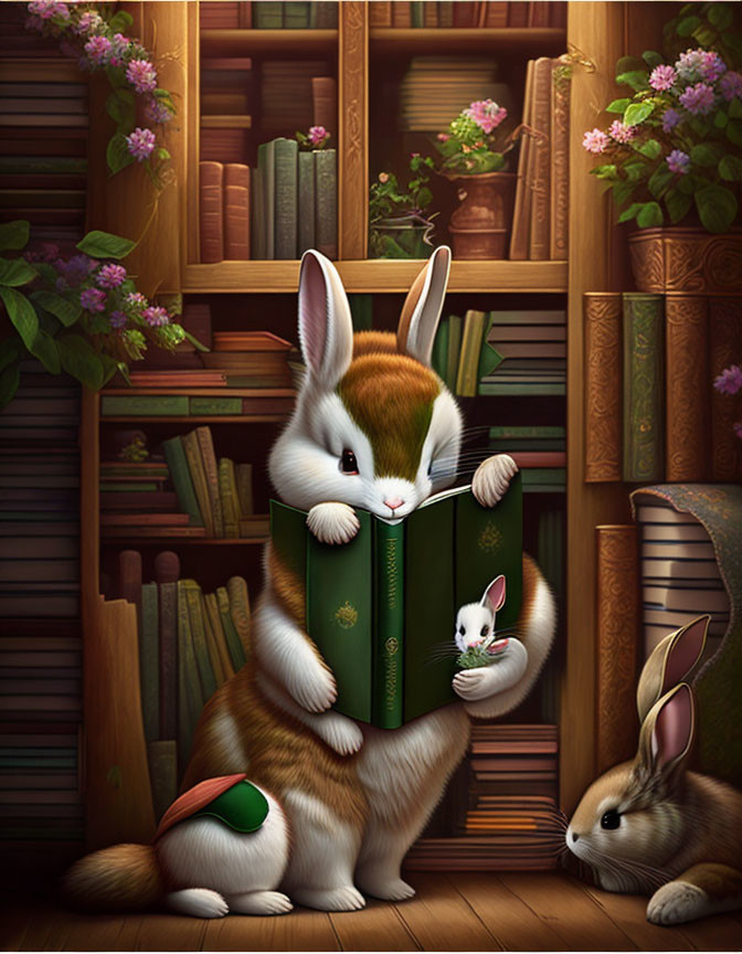 A rabbit reading