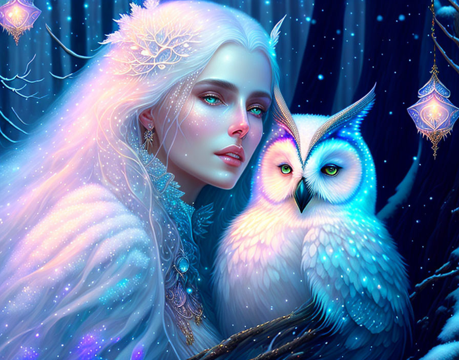 White Beauty with her Owl