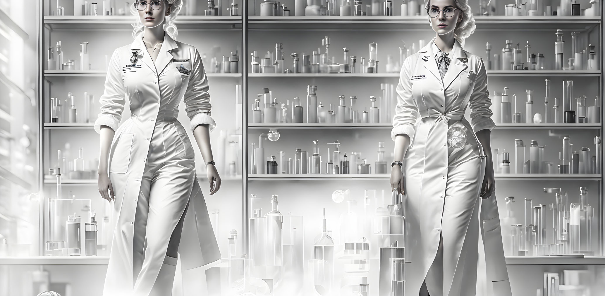  Blonde female scientist in the laboratory