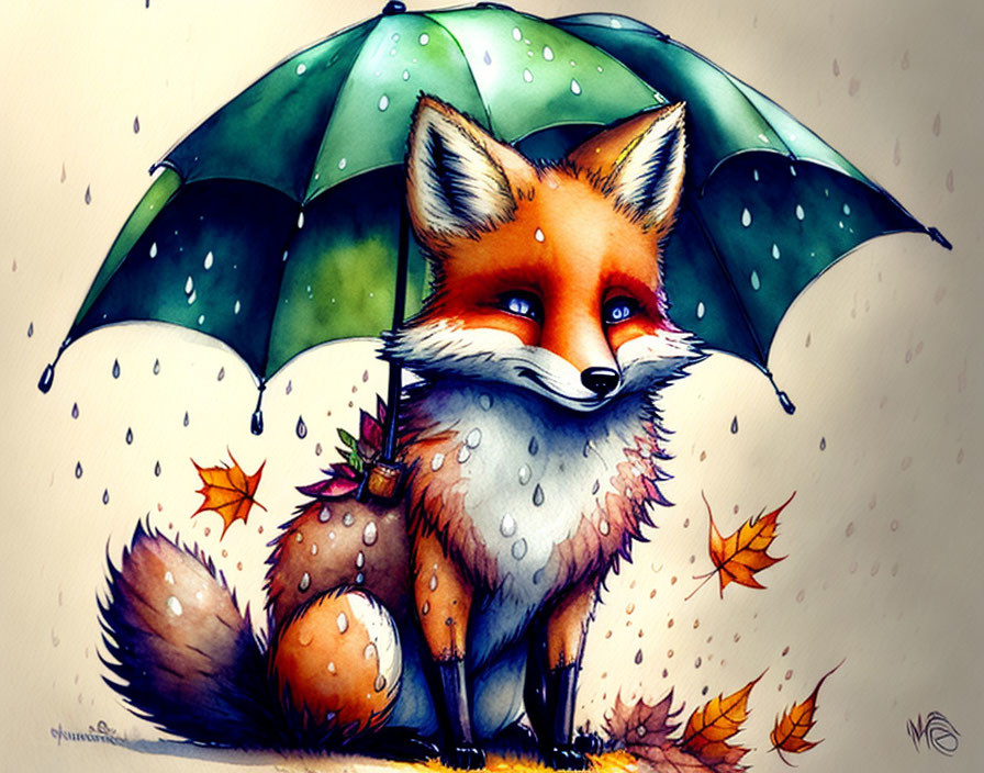 Fox in the rain