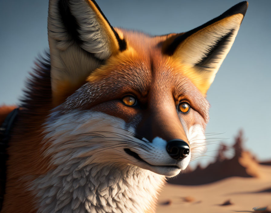 Fox portrait in a desert