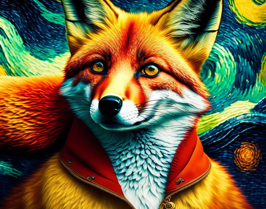 Fox portrait van gogh style