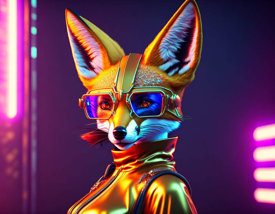 Futuristic cyberpunk fox