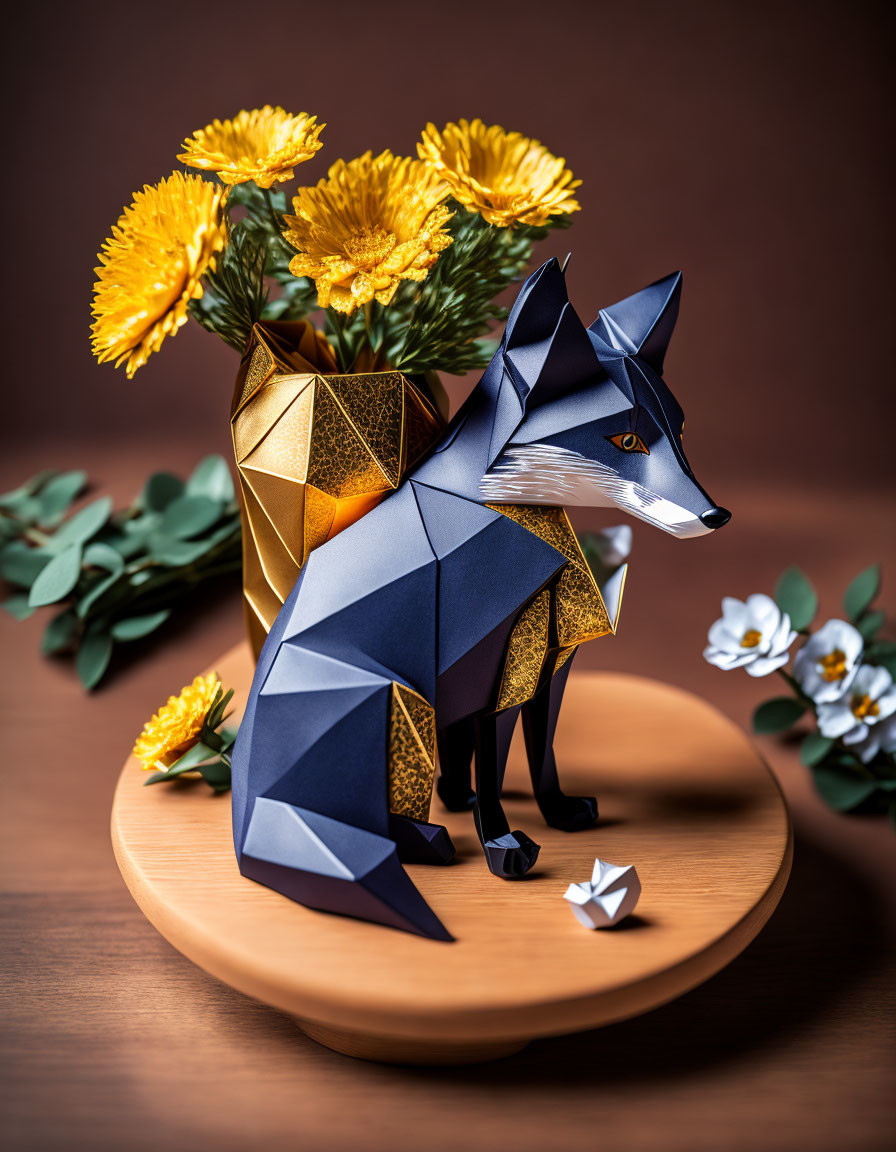Origami blue fox