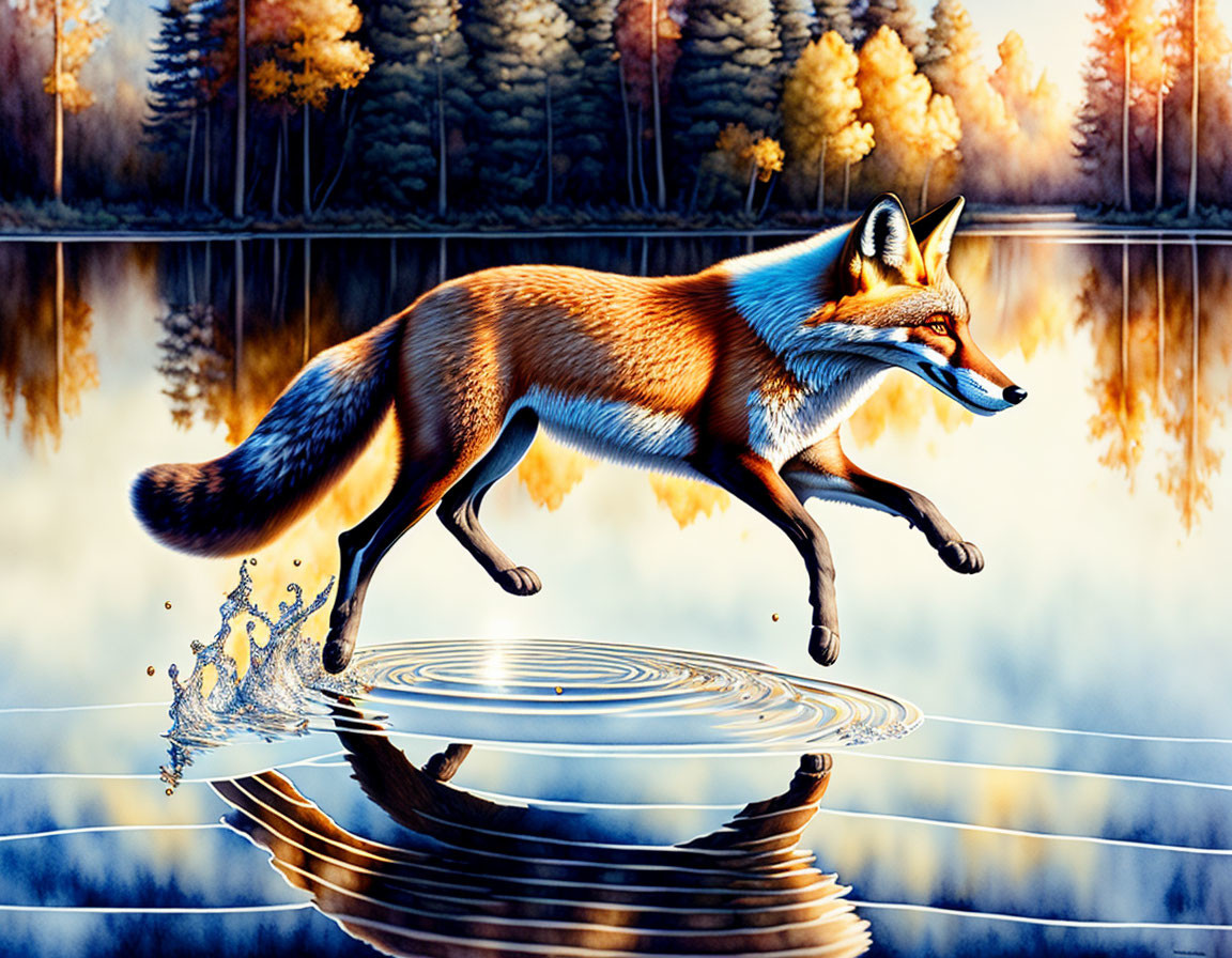 Fox Jump on Water