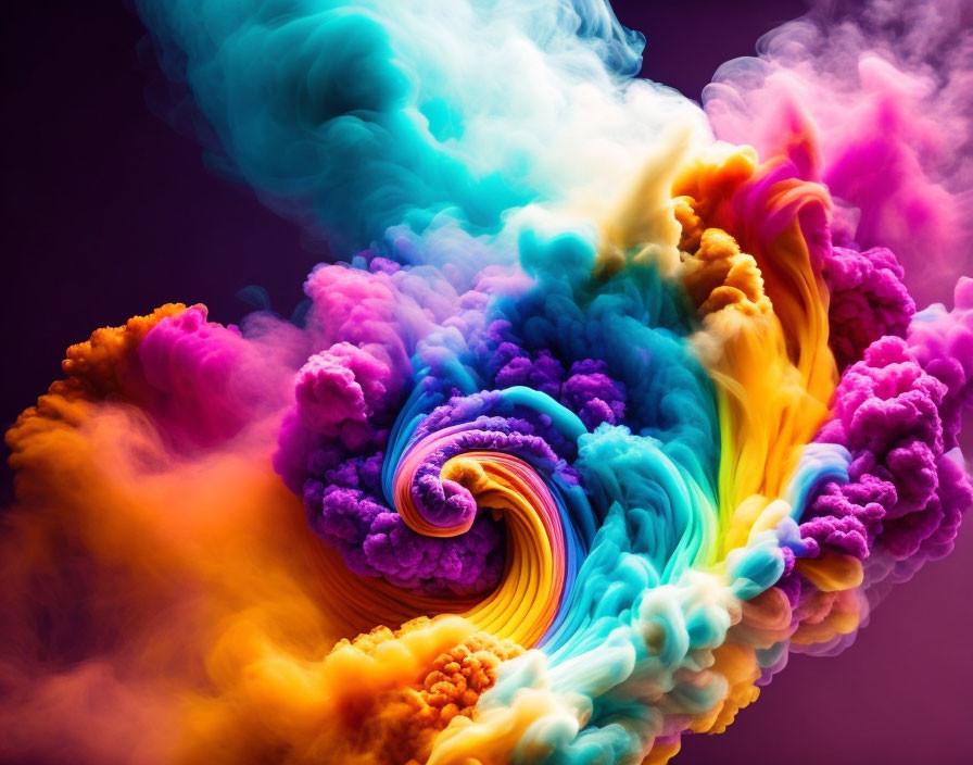 Colorful Abstract Spiral Smoke on Dark Background