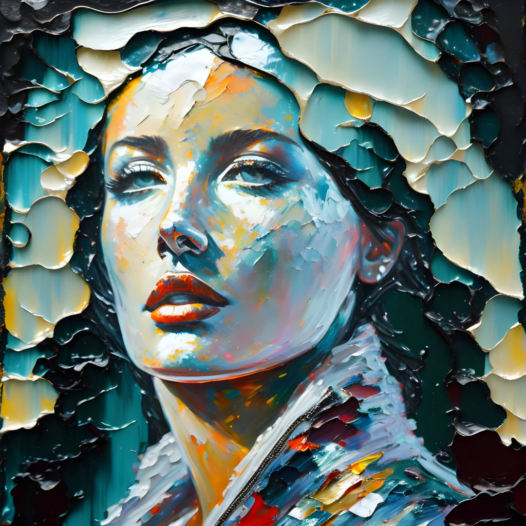 Vibrant portrait of a woman with textured brush strokes