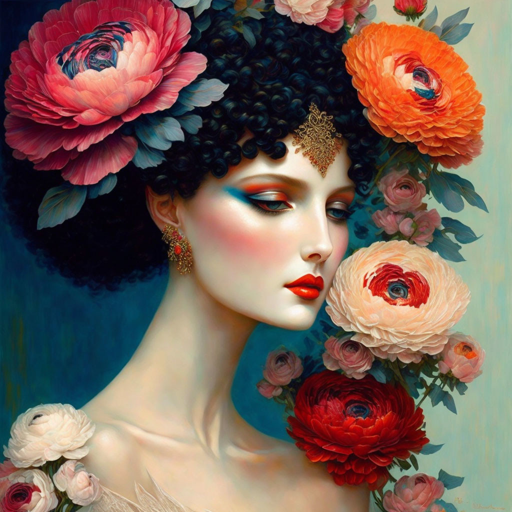 Woman and flowers
