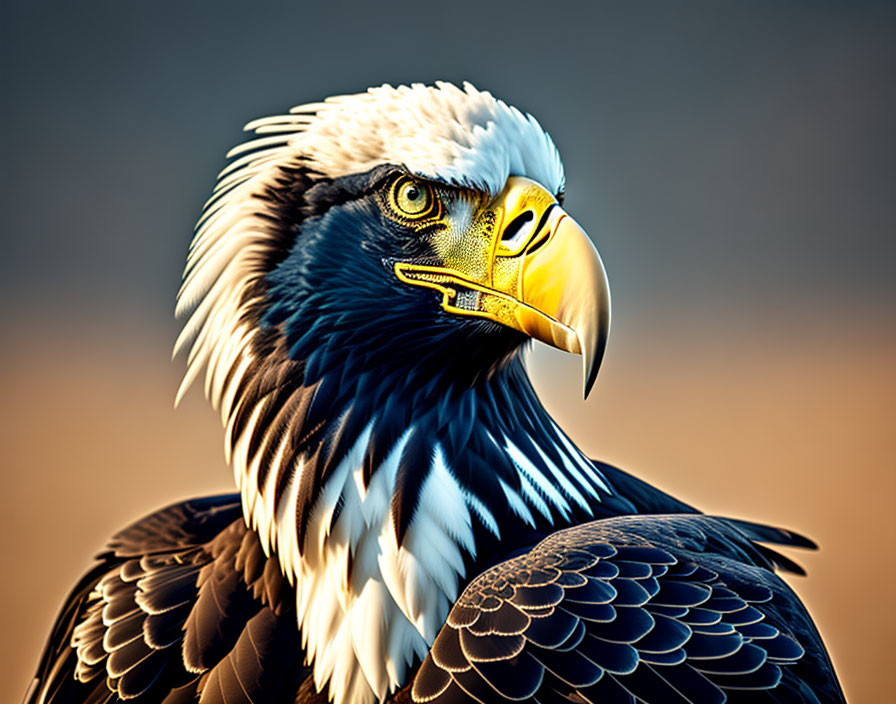 Majestic bald eagle with sharp gaze and yellow beak