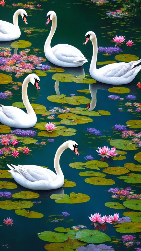 swans in a pond