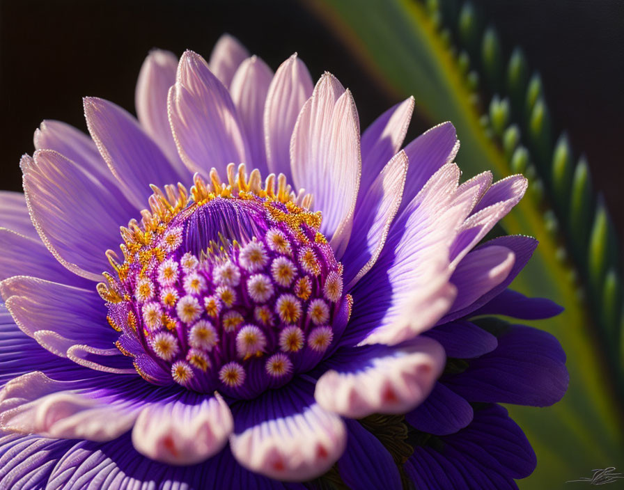 Detailed Close-up of Vibrant Purple Flower with Pinkish Stamen
