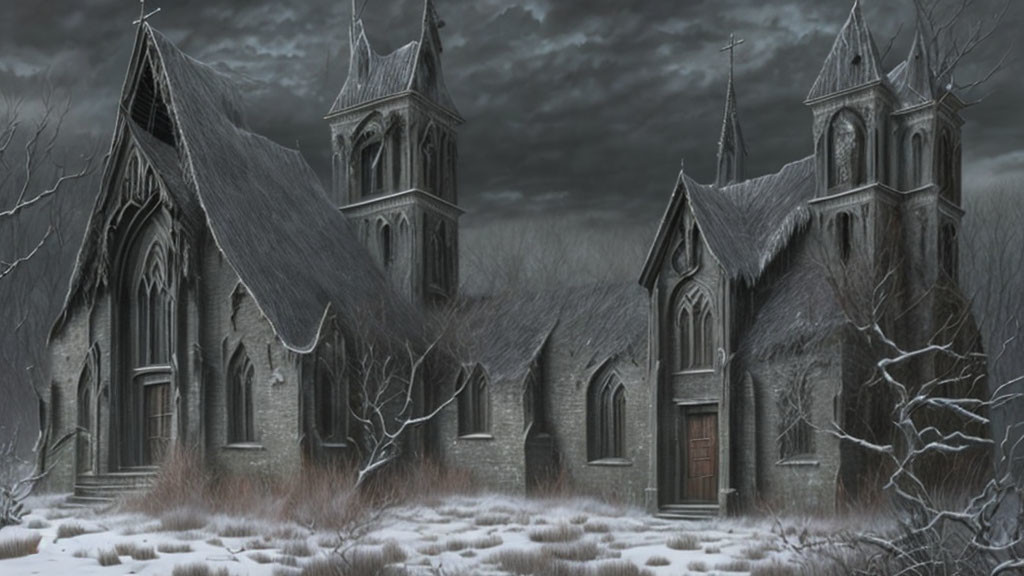 creepy church in a abandoned town