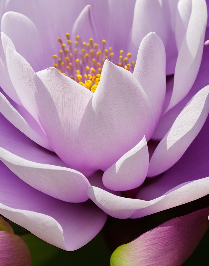 Delicate Pink Lotus Flower with Golden Stamens on Soft Background