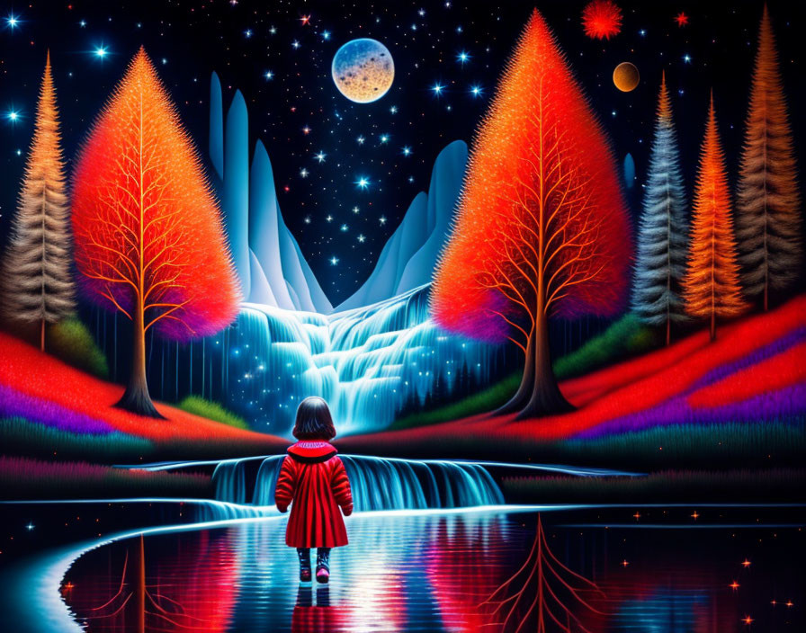 The Child and the Night Waterfall