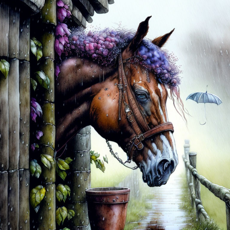 Fruity Horse in the Rain