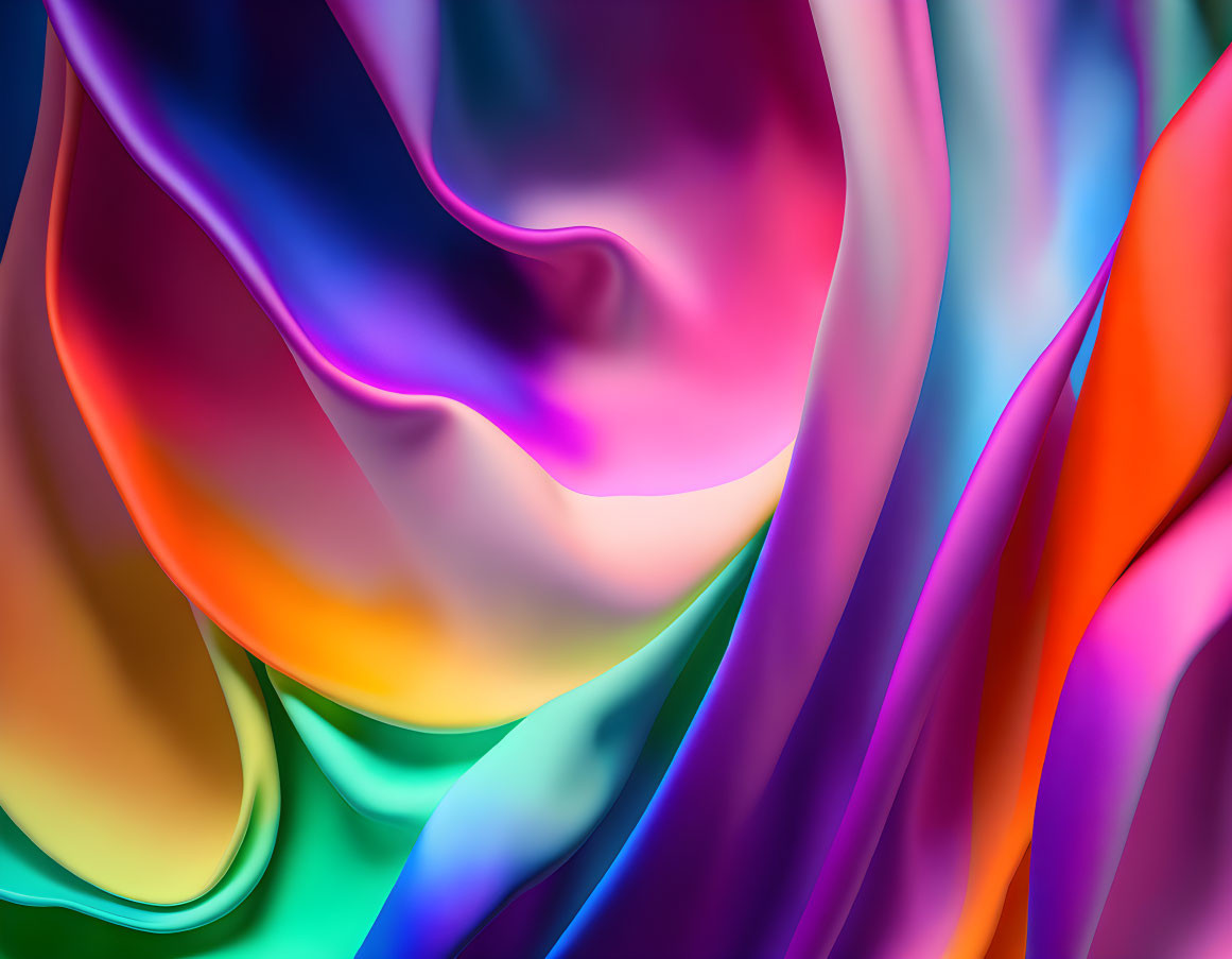 Abstract Spectrum of Colors: Vibrant Flowing Shapes in Pink, Orange, Green, Blue, and