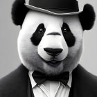 Sophisticated panda in suit and top hat illustration