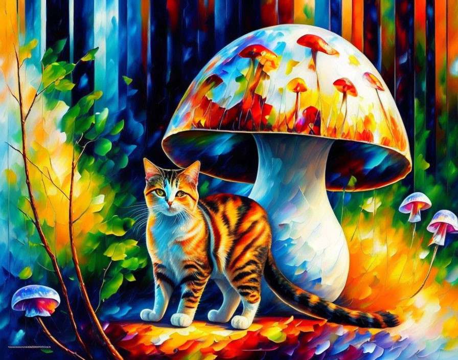 Mushroom and cat