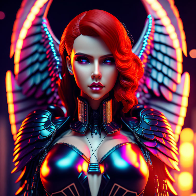 Cyberpunk angel black widow