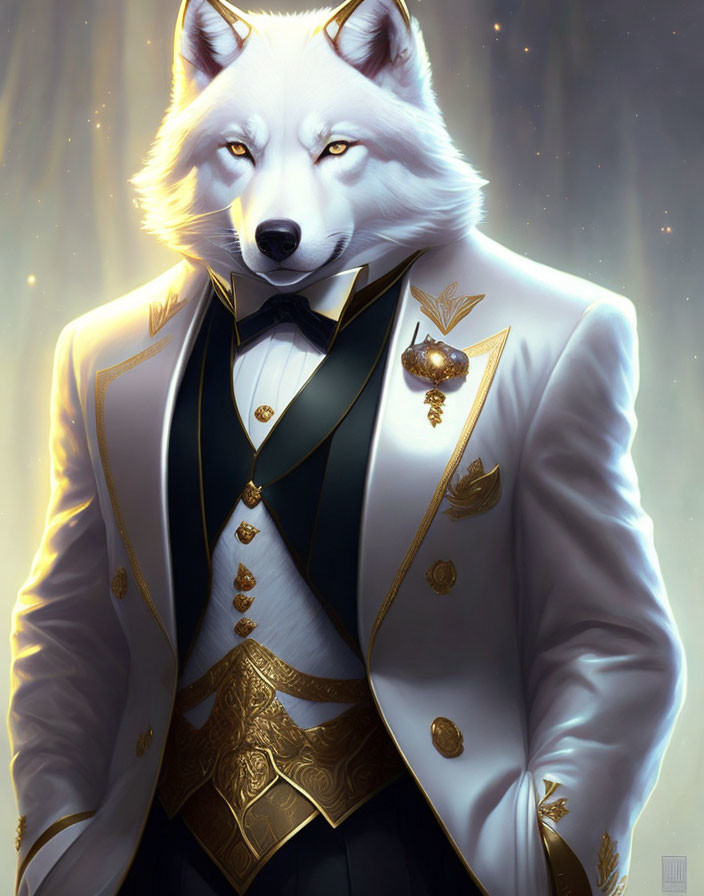 cute wolf in tuxedo
