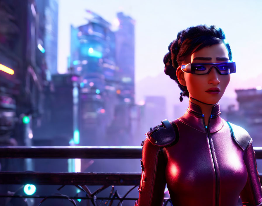 Futuristic cyberpunk girl with innovative glasses