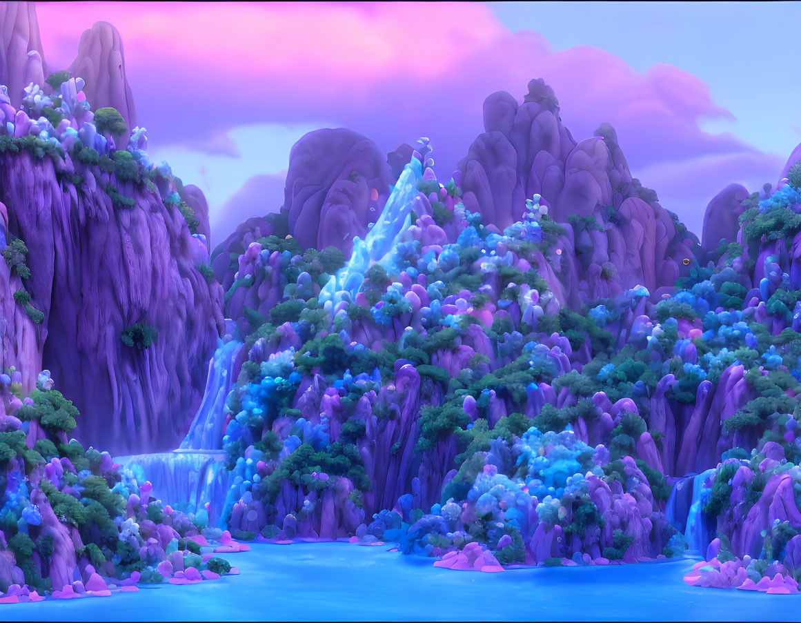 Fantasy landscape in violet