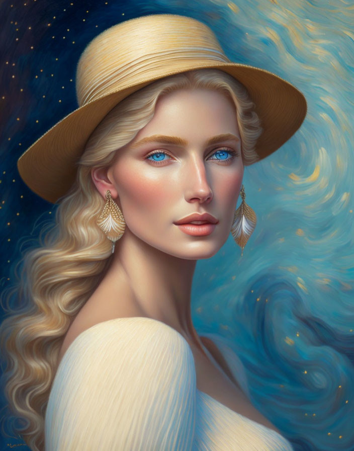 Blonde woman with blue eyes 