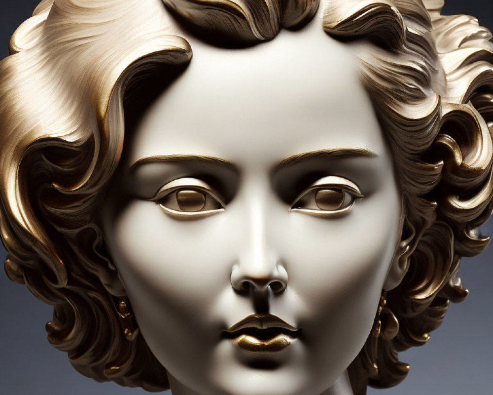 Monochromatic Bust of Woman with Gold and Cream Tones