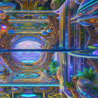 Vibrant 3D Fractal: Intricate Cubic Structures & Spheres, Glossy