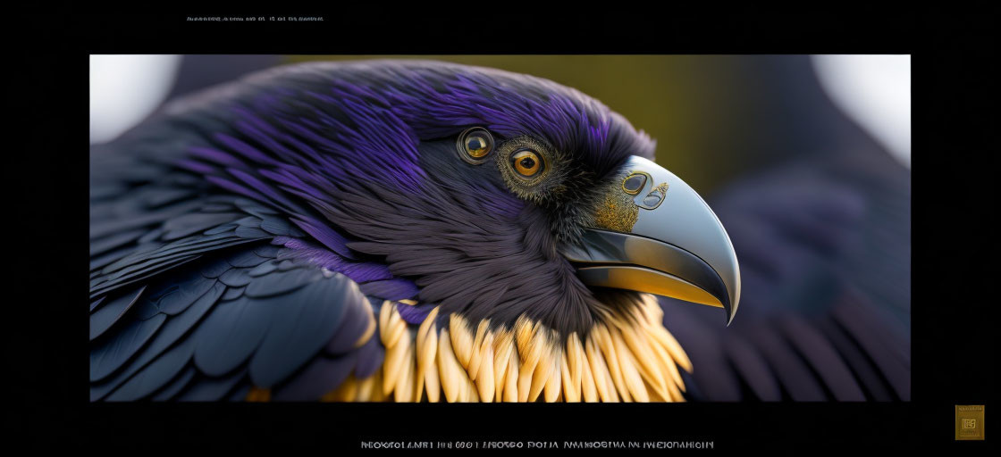 Colorful Bird with Purple Feathers and Black Beak Close-Up