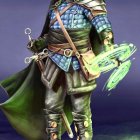 Bald Head on Armored Fantasy Character with Glowing Sword