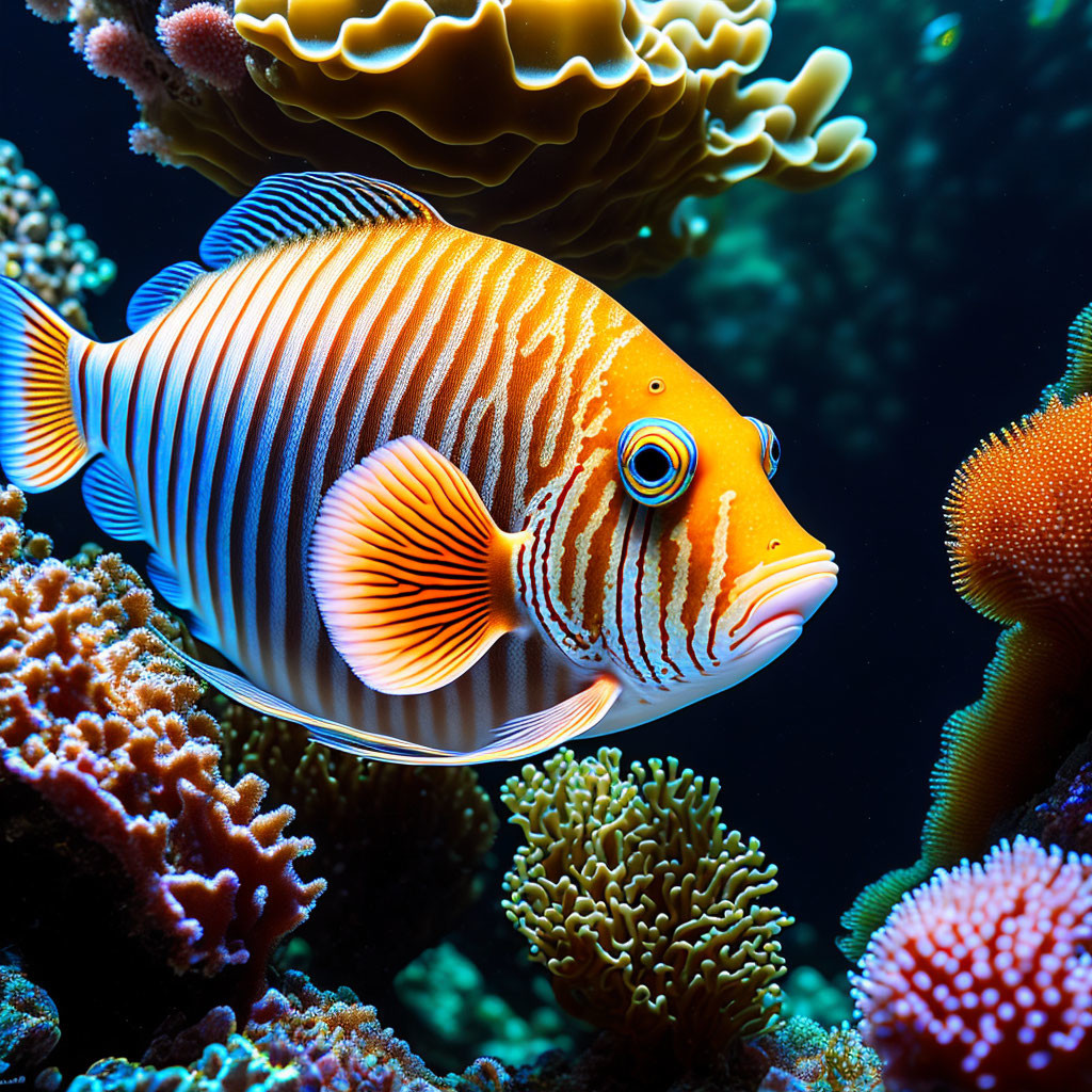 Colorful Harlequin Tuskfish Among Vibrant Coral Reefs